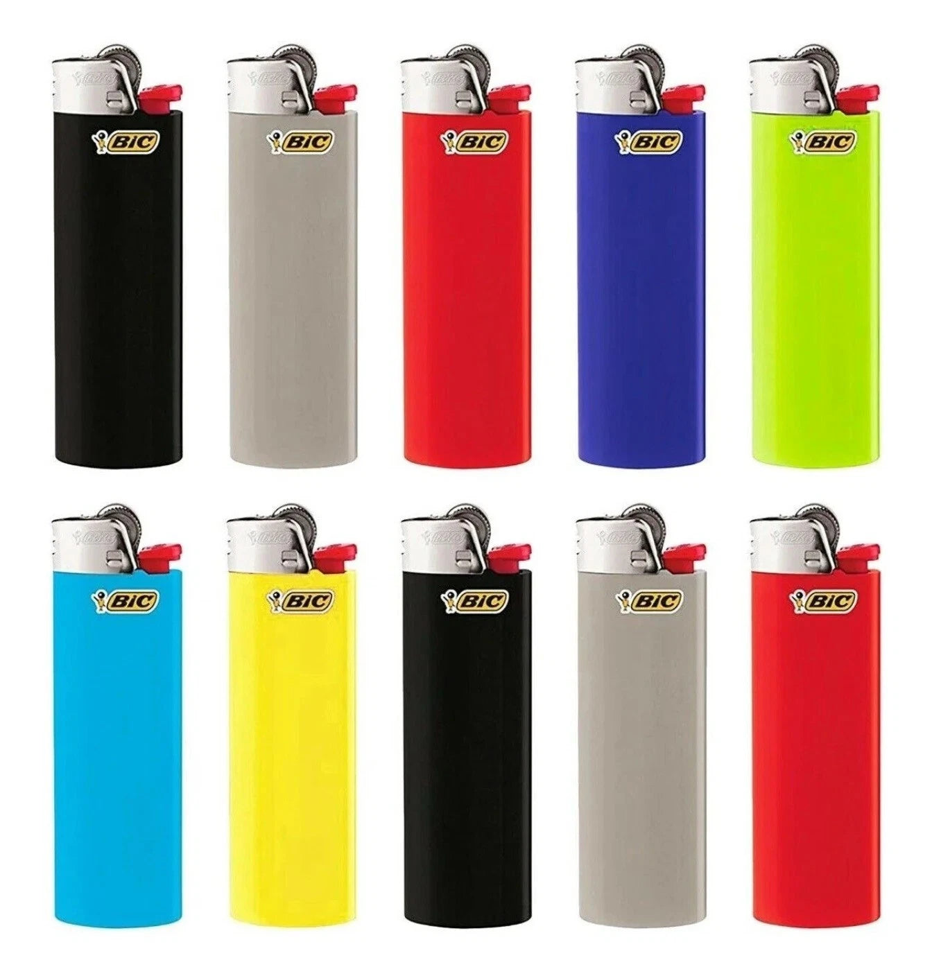 10 x Bic Lighters Genuine J26 Maxi Cigarette Lighter Brand New" Assorted colour"